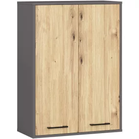   AKORD FIN Fürdőszobai Fali Szekrény Grafit Szürke/Artisan Tölgy 64cm