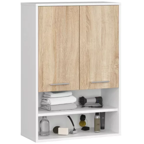 AKORD FIN Fürdőszobai Fali Szekrény 64 cm Fehér/Sonoma Tölgy