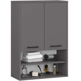   AKORD FIN Fürdőszobai Fali Szekrény Laminált Grafit Szürke 2 Ajtós