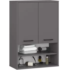   AKORD FIN Fürdőszobai Fali Szekrény Laminált Grafit Szürke 2 Ajtós