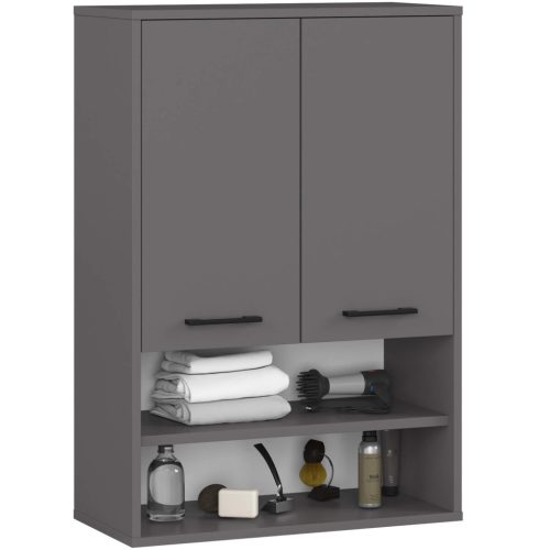 AKORD FIN Fürdőszobai Fali Szekrény Laminált Grafit Szürke 2 Ajtós