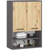 AKORD FIN Fürdőszobai Fali Szekrény Grafit Szürke/Artisan Tölgy 64cm