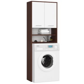   AKORD FIN Mosógép Fölé Való Fürdőszobai Oszlopszekrény Wenge Fehér