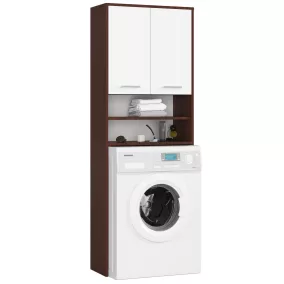   AKORD FIN Mosógép Fölé Való Fürdőszobai Oszlopszekrény Wenge Fehér