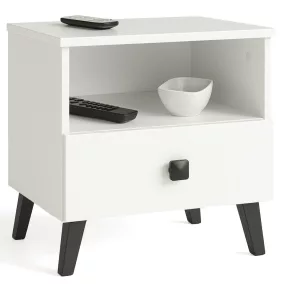 MOBI K-01 Fehér-Fekete Éjjeliszekrény Laminált Lap