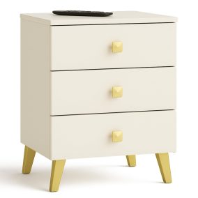 MOBI Kasmír Éjjeliszekrény 3 Fiókos Arany Fogantyúkkal