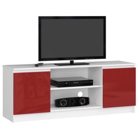Tv Szekrény 140 cm 2a 1p Fehér / Piros Fényes