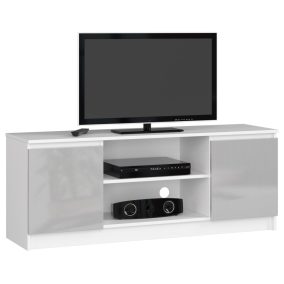 Tv Szekrény 140 cm 2a 1p Fehér / Metál Fényes
