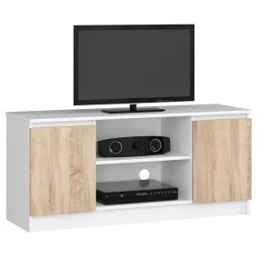 AKORD Modern TV Szekrény 120 Laminált Fehér/Sonoma Tölgy