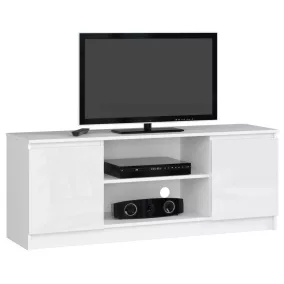 AKORD Modern TV Szekrény 140 Fehér Magasfényű Akril