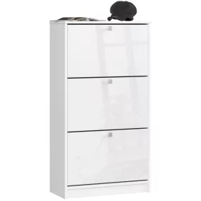   AKORD Modern 3-Ajtós Magasfényű Cipősszekrény Fehér MDF