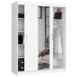   AKORD CLP Tolóajtós Gardróbszekrény Tükörrel Fehér 150cm
