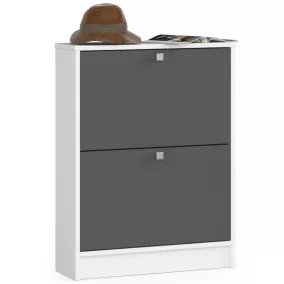   AKORD Klasszikus Billenő Cipősszekrény Laminált Fehér-Szürke 60cm