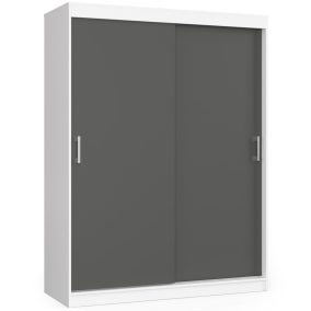   AKORD CLP MONO Tolóajtós Szekrény Laminált Fehér-Szürke 150cm