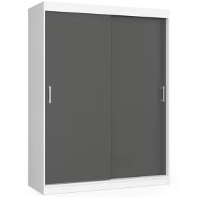   AKORD CLP MONO Tolóajtós Szekrény Laminált Fehér-Szürke 150cm