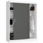   AKORD CLP MONO Tolóajtós Szekrény Laminált Fehér-Szürke 150cm