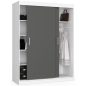   AKORD CLP MONO Tolóajtós Szekrény Laminált Fehér-Szürke 150cm