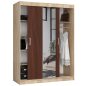   AKORD CLP Sonoma Wenge Tolóajtós Ruhásszekrény Tükörrel