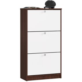 Cipősszekrény 60 cm - Wenge-fehér - 3 Nyíló Ajtóval