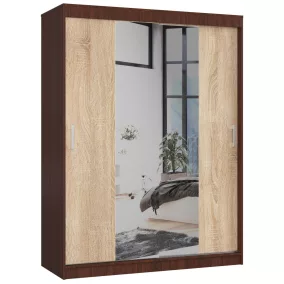   AKORD CLP Tolóajtós Szekrény Wenge Sonoma Tükörrel 150cm