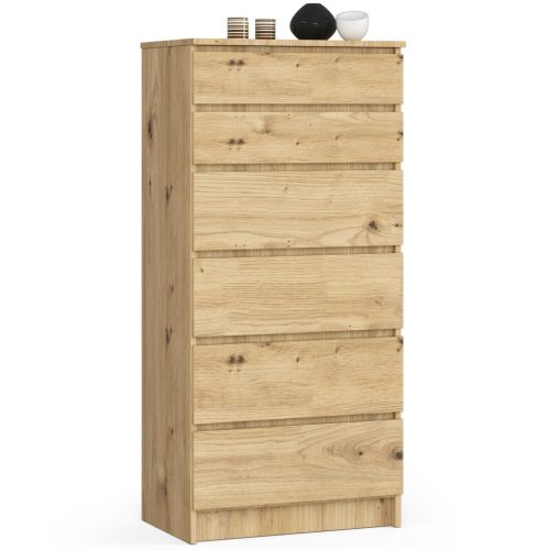 AKORD CLP Artisan Tölgy 6-Fiókos Komód