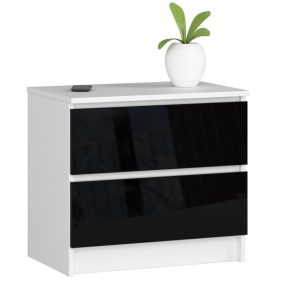 AKORD CLP Kétfiókos Magasfényű Fekete-Fehér Komód