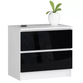AKORD CLP Kétfiókos Magasfényű Fekete-Fehér Komód