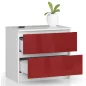 AKORD CLP Kétfiókos Magasfényű Piros-Fehér Komód