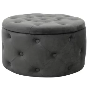 AKORD Alia Kárpitozott Tárolós Puff Velúr Grafitszürke