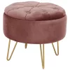 AKORD Caro Tárolós Puff Rózsaszín Velúr Arany Lábakkal