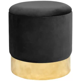 AKORD Golden Tárolós Puff Bársony Fekete Arany Alappal