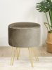 AKORD Lili Tárolós Puff Bézs Velúr Arany Lábakkal