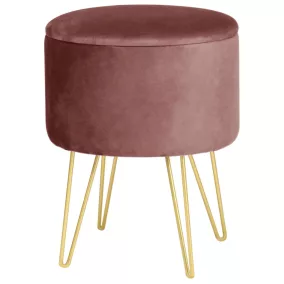 AKORD Lili Tárolós Puff Rózsaszín Velúr Arany Lábakkal