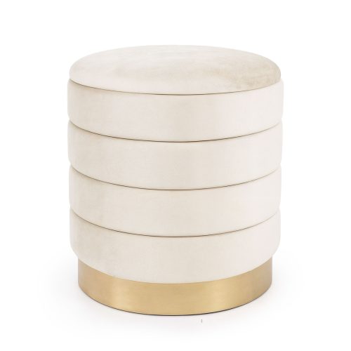 AKORD LUNA pufa tárolórekeszes welur krém modern glamour