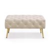 AKORD Madrid Tapicerowana Pufa Welurowa Beżowa z Pikowanym Siedziskiem