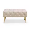 AKORD Madrid Tapicerowana Pufa Welurowa Beżowa Pikowana z Metalowymi Nogami