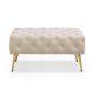   AKORD Madrid Tapicerowana Pufa Welurowa Beżowa z Pikowanym Siedziskiem