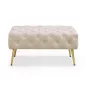 AKORD Madrid Tapicerowana Pufa Welurowa Beżowa Pikowana z Metalowymi Nogami