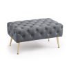 AKORD Madrid Pufa Welur Grafitowy Pikowany Arany Lábakkal