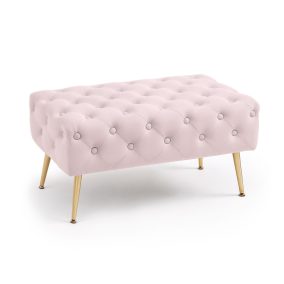   AKORD Madrid Tapicerowana Pufa Welurowa Pudrowy Róż Pikowana z Metalowymi Nogami