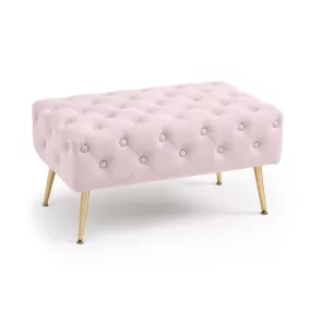 AKORD Madrid Tapicerowana Pufa Welurowa Pudrowy Róż Pikowana