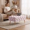 AKORD Madrid Tapicerowana Pufa Welurowa Pudrowy Róż Pikowana z Metalowymi Nogami