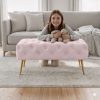 AKORD Madrid Tapicerowana Pufa Welurowa Pudrowy Róż Pikowana z Metalowymi Nogami