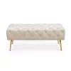 AKORD Monaco Tapicerowana Ławka Welurowa Beżowa Pikowana