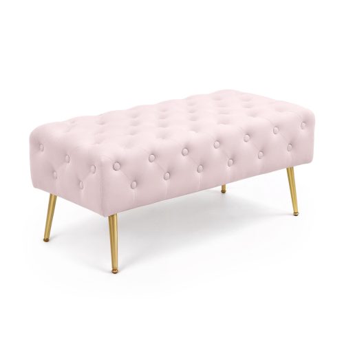 AKORD Monaco Tapicerowana Ławka Welurowa Pudrowy Róż Pikowana