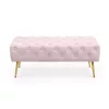 AKORD Monaco Tapicerowana Ławka Welurowa Pudrowy Róż Pikowana