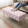 AKORD Monaco Tapicerowana Ławka Welurowa Pudrowy Róż Pikowana
