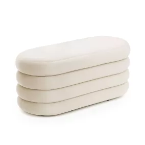 AKORD PUFFO Tapicerowana Pufa Welur Kremowy Otwierany Schowek