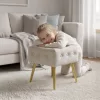 AKORD QUADRA Pufa Tapicerowana Welur Bézs Arany Lábakkal