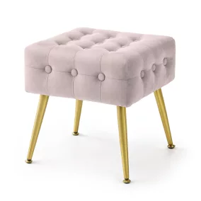 AKORD Furniture Factory QUADRA Pufa Welur Pudrowy Róż Pikowana